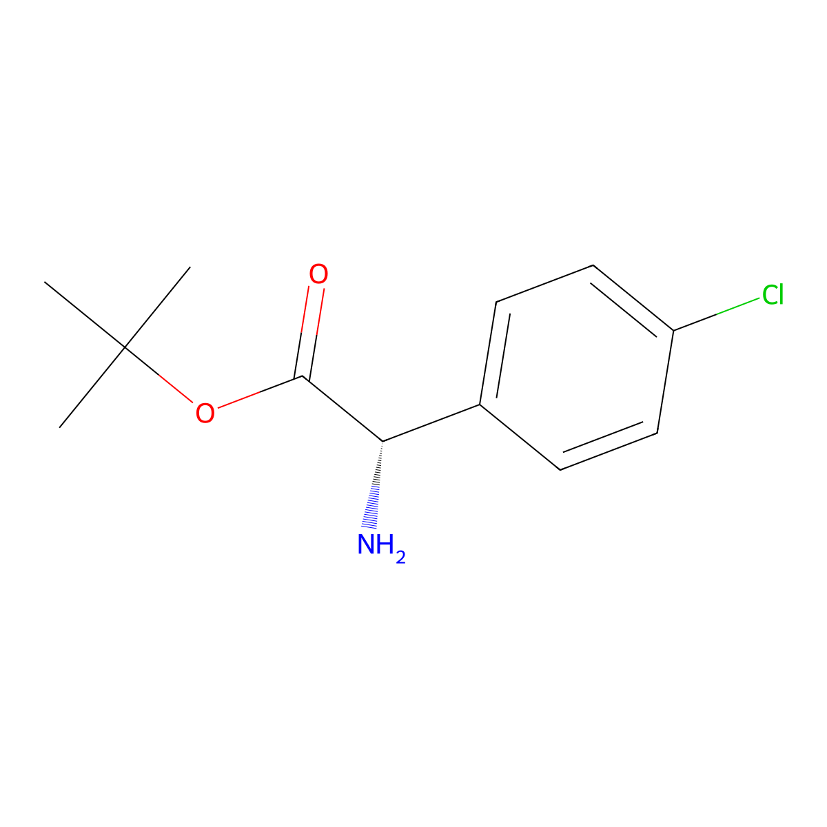 tert-butyl (2S)-2-amino-2-(4-chlorophenyl)acetate molecular structure, CAS 2349686-73-1