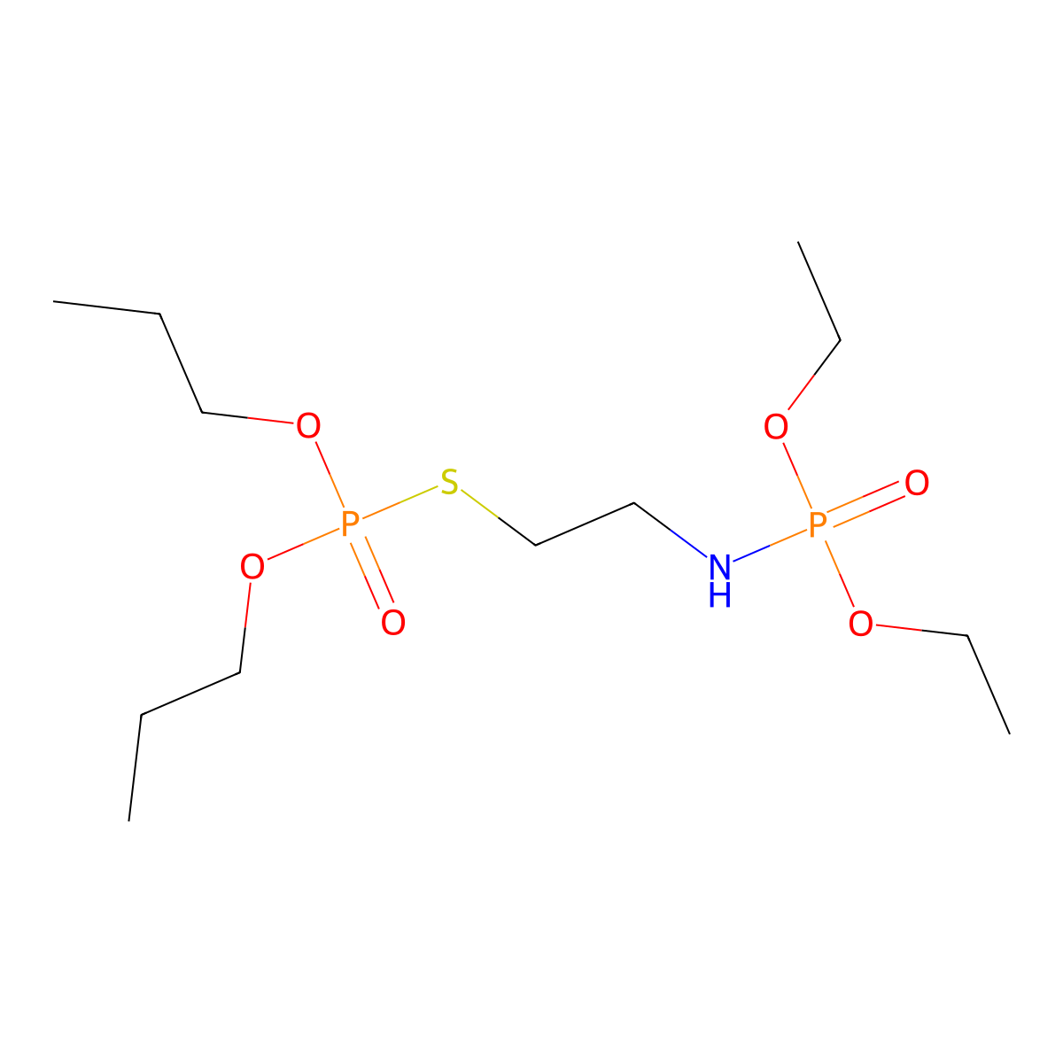 Phosphorothioic acid, O,O-dipropyl S-(O',O'-diethylphosphoramido)ethyl ester molecular structure, CAS 23497-22-5