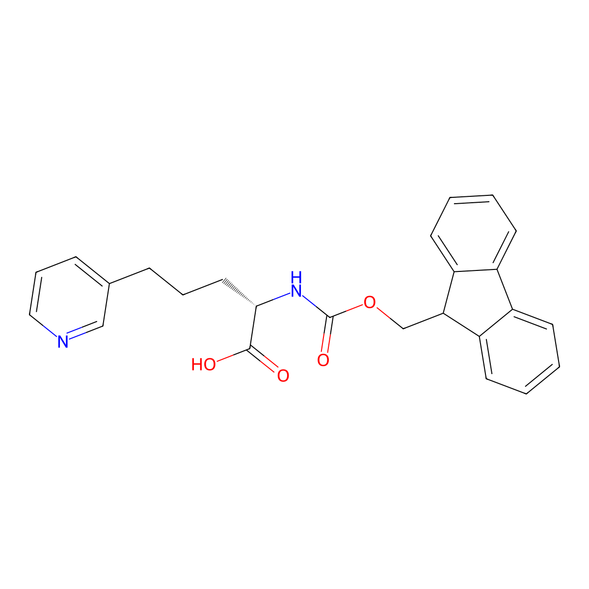 (S)-a-(Fmoc-amino)-3-pyridinepentanoic acid molecular structure, CAS 2349700-40-7