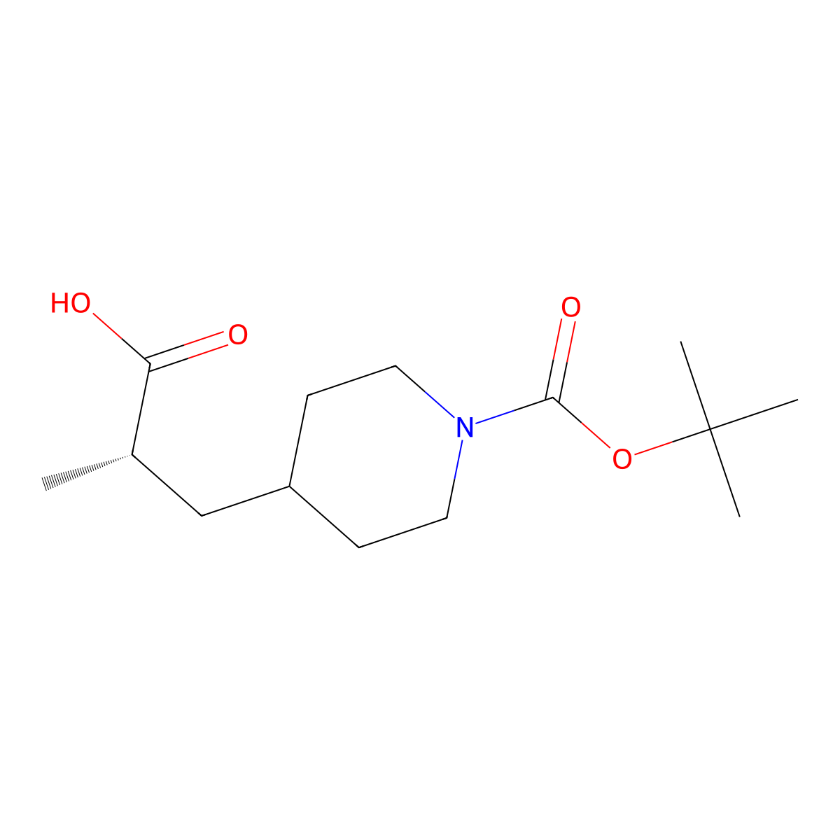 (2S)-2-methyl-3-[1-[(2-methylpropan-2-yl)oxycarbonyl]piperidin-4-yl]propanoic acid molecular structure, CAS 2349704-10-3