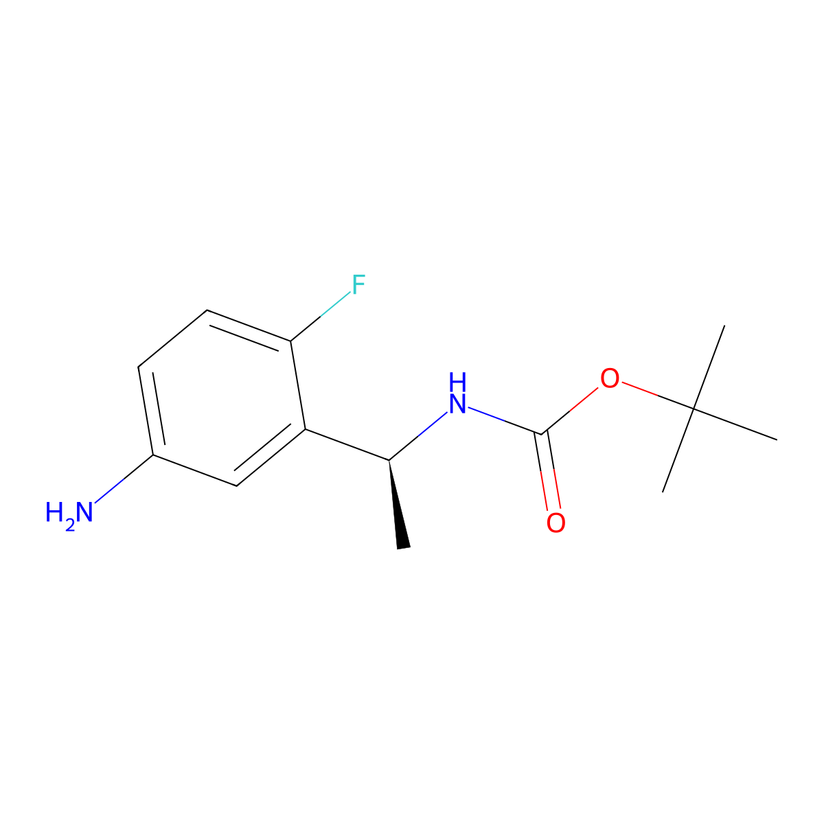 tert-butyl N-[(1S)-1-(5-amino-2-fluoro-phenyl)ethyl]carbamate molecular structure, CAS 2349707-84-0