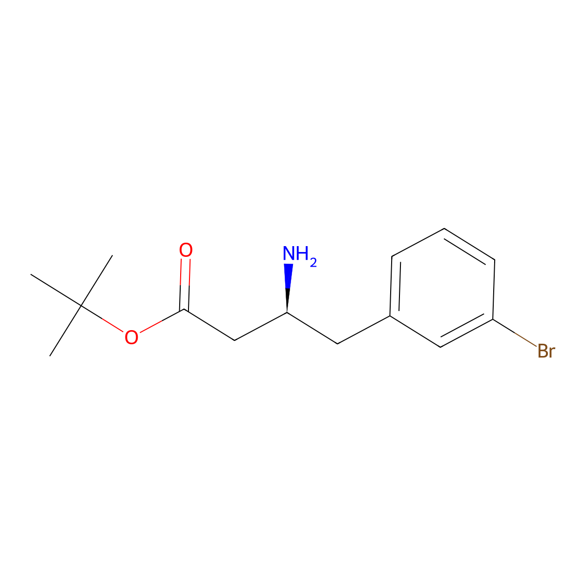 tert-butyl (3S)-3-amino-4-(3-bromophenyl)butanoate molecular structure, CAS 2349708-27-4