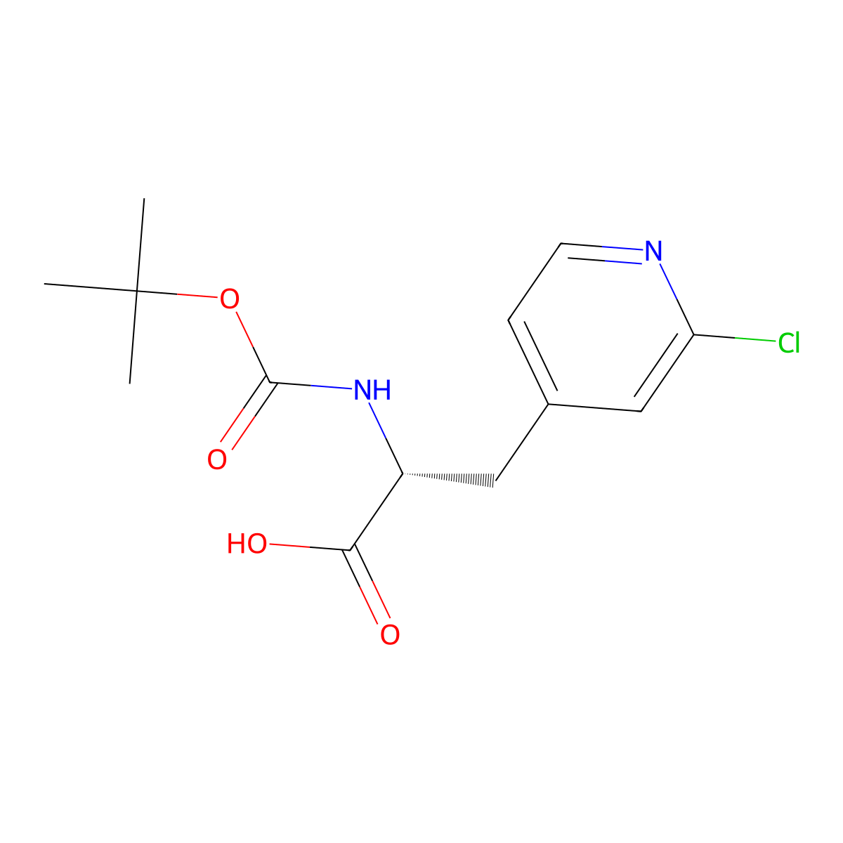 (2R)-2-{[(tert-butoxy)carbonyl]amino}-3-(2-chloropyridin-4-yl)propanoic acid molecular structure, CAS 2349708-61-6