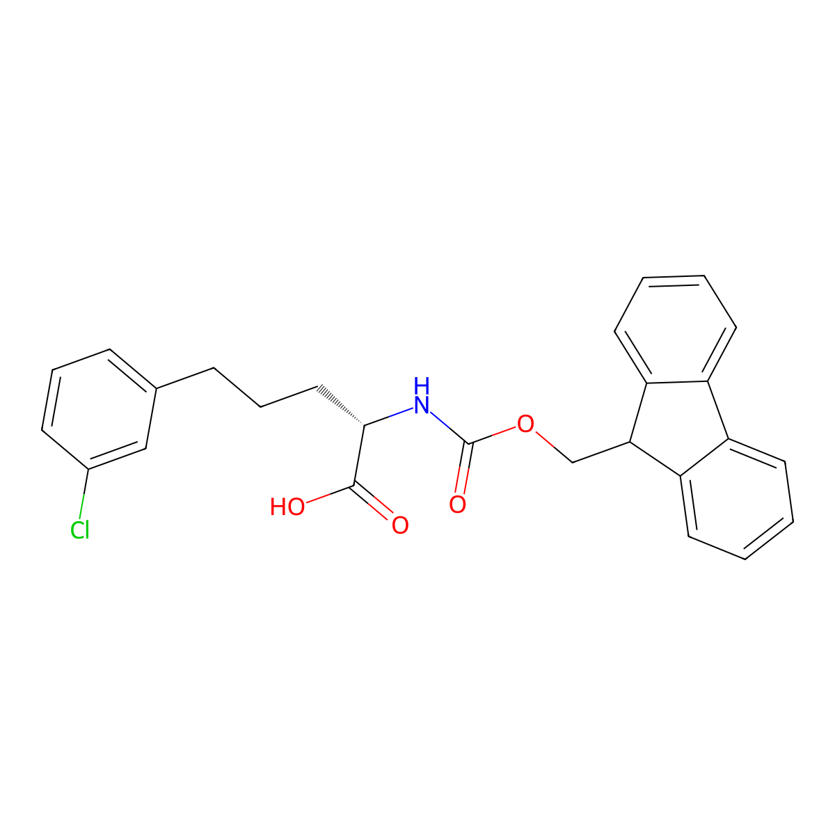 Fmoc-(S)-2-amino-5-(3-chlorophenyl)pentanoic acid molecular structure, CAS 2349711-15-3