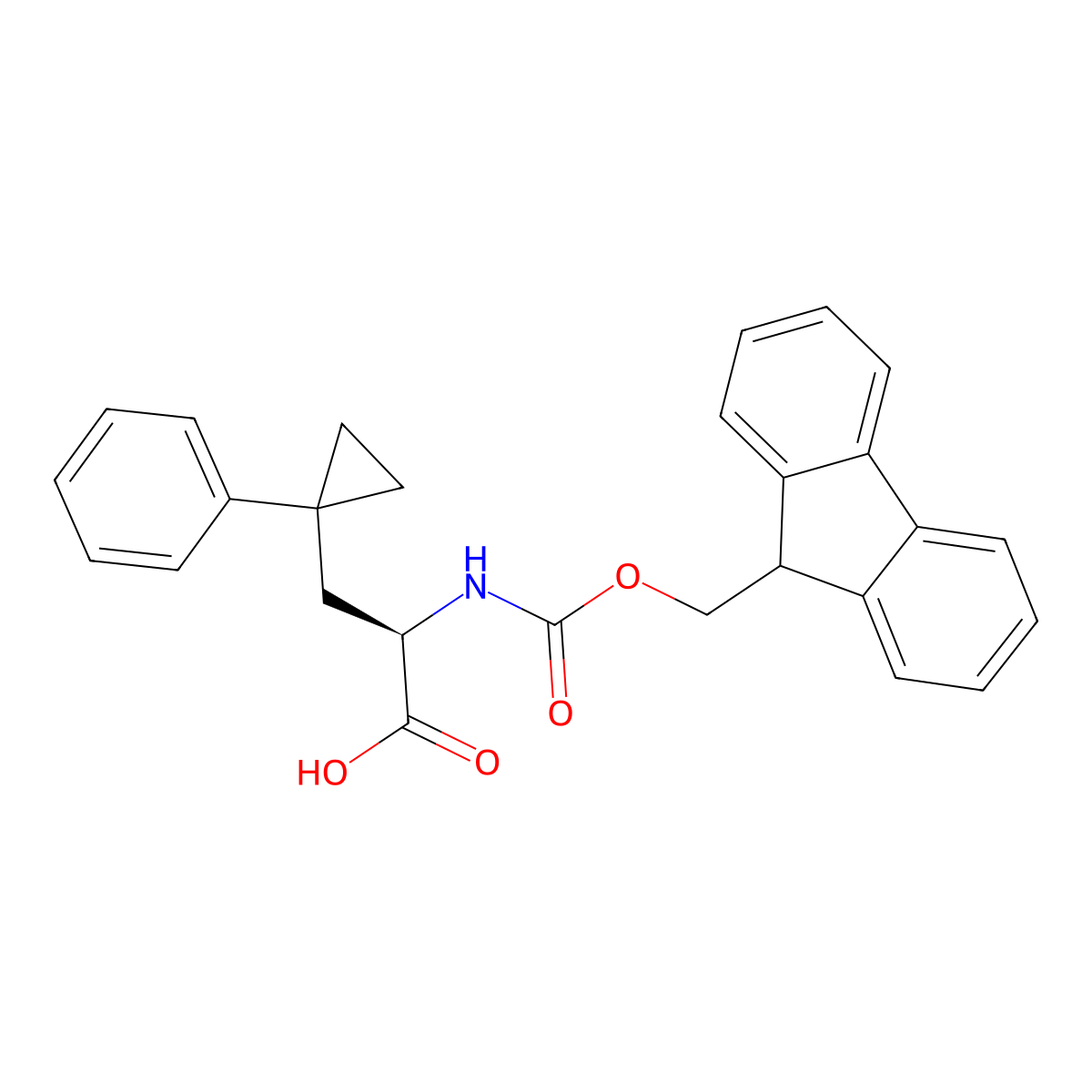 (R)-alpha-(Fmoc-amino)-1-phenylcyclopropanepropanoic Acid molecular structure, CAS 2349725-34-2