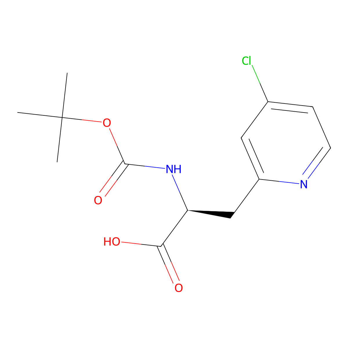 (S)-2-((tert-Butoxycarbonyl)amino)-3-(4-chloropyridin-2-yl)propanoic acid molecular structure, CAS 2349730-17-0
