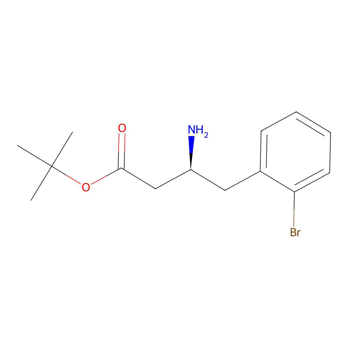 tert-butyl (3S)-3-amino-4-(2-bromophenyl)butanoate molecular structure, CAS 2349740-42-5
