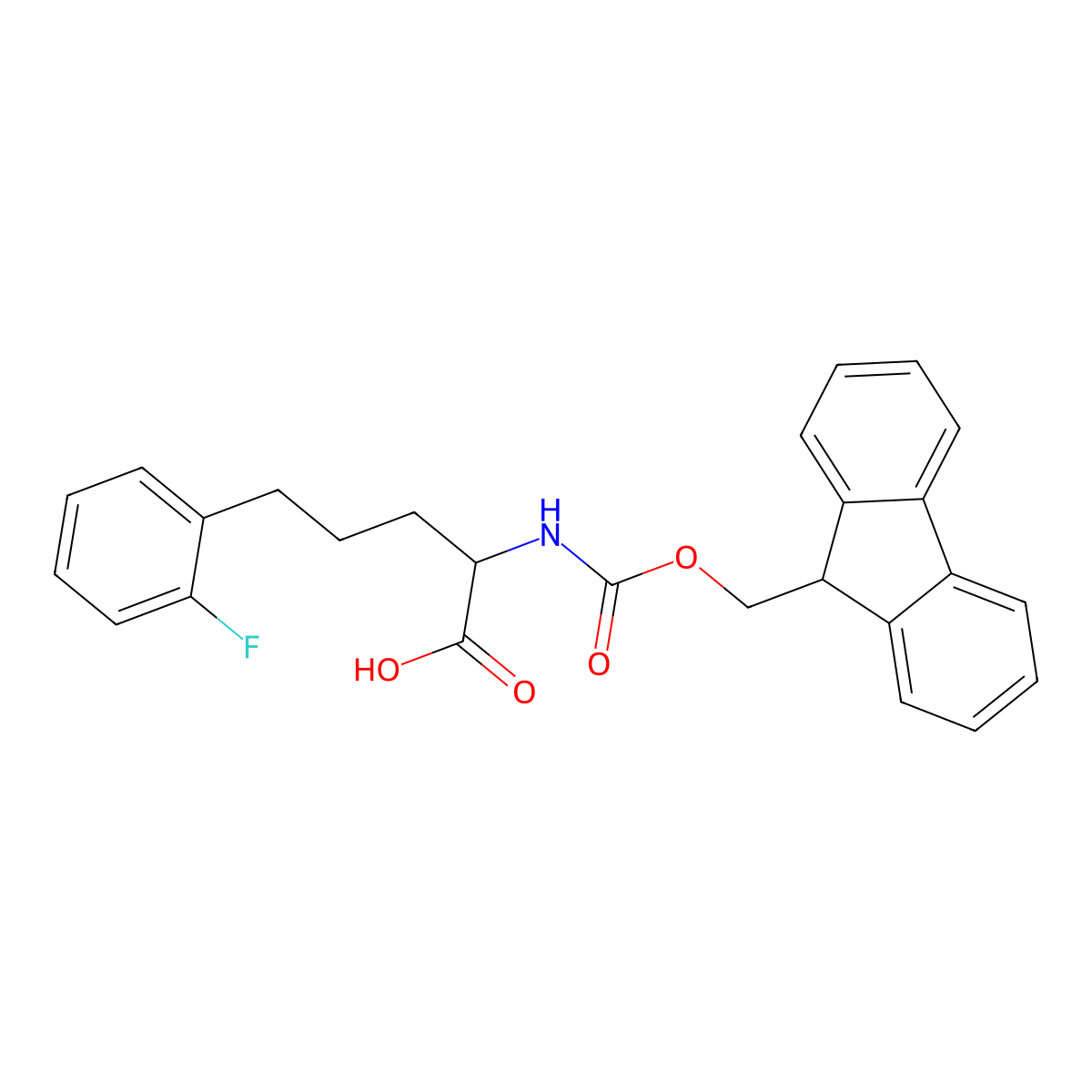 2-(9H-fluoren-9-ylmethoxycarbonylamino)-5-(2-fluorophenyl)pentanoic acid molecular structure, CAS 2349755-07-1