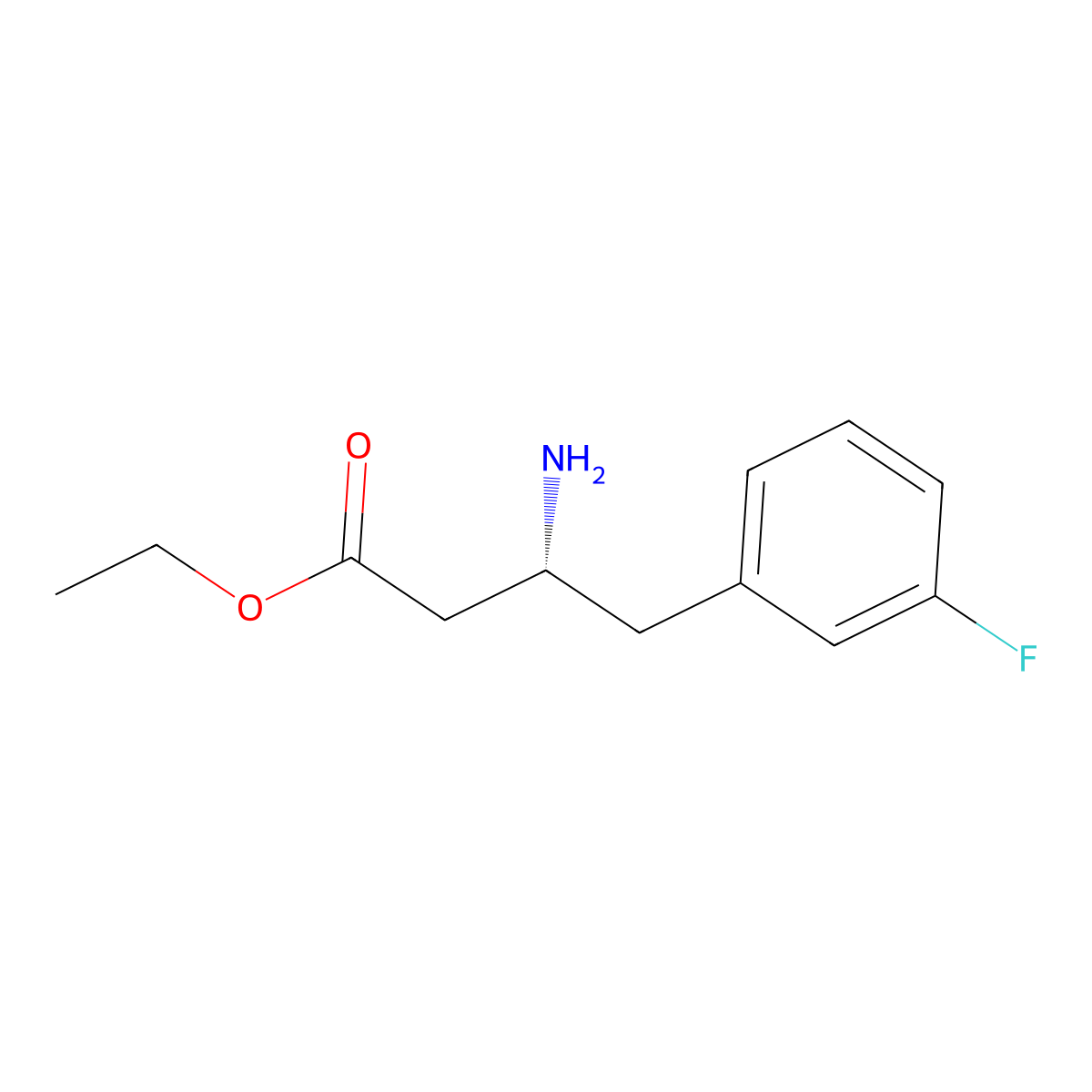 ethyl (3R)-3-amino-4-(3-fluorophenyl)butanoate molecular structure, CAS 2349756-53-0