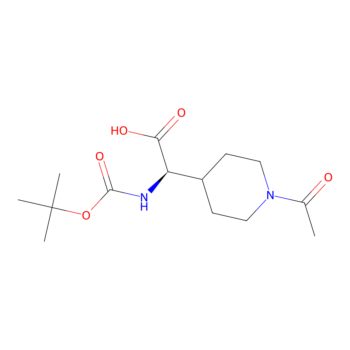 (R)-2-(1-Acetyl-4-piperidyl)-2-(Boc-amino)acetic Acid molecular structure, CAS 2349760-99-0
