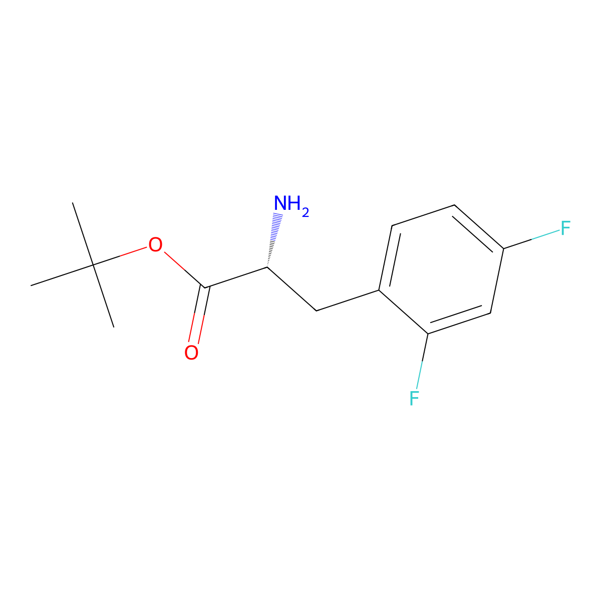 tert-butyl (2R)-2-amino-3-(2,4-difluorophenyl)propanoate molecular structure, CAS 2349770-03-0