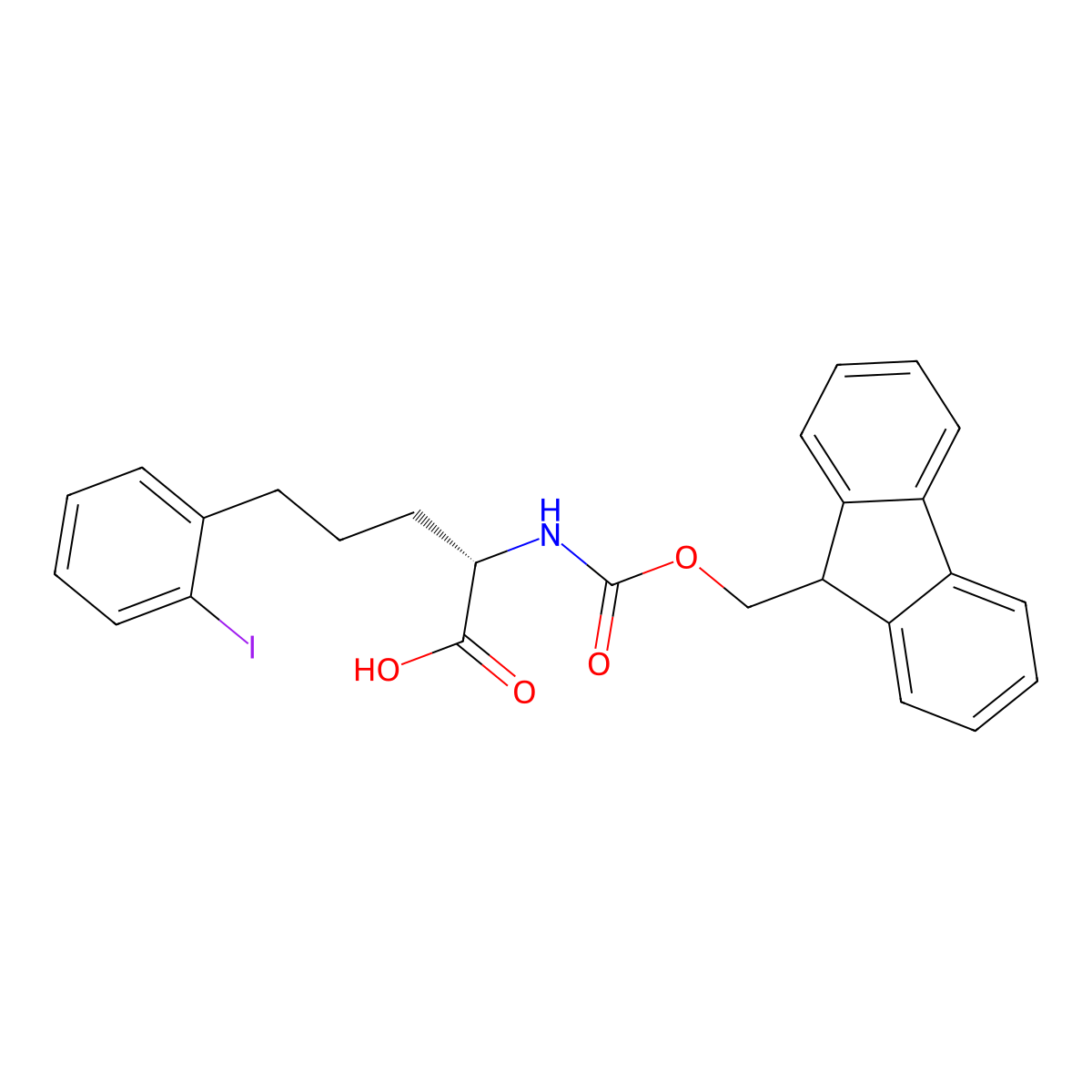 Fmoc-2-amino-5-phenyl(2-I)-L-pentanoic acid molecular structure, CAS 2349773-68-6
