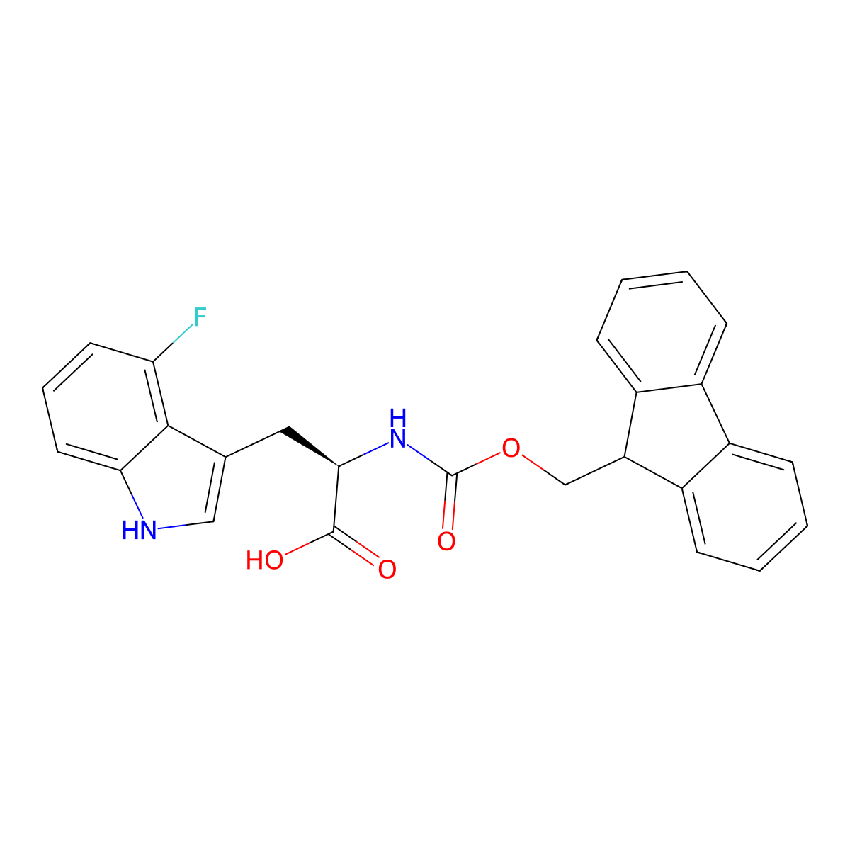 N-[(9H-Fluoren-9-ylmethoxy)carbonyl]-4-fluoro-D-tryptophan molecular structure, CAS 2349820-34-2
