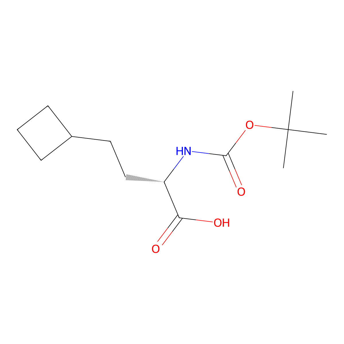 (2S)-2-(tert-butoxycarbonylamino)-4-cyclobutyl-butanoic acid molecular structure, CAS 2349835-19-2