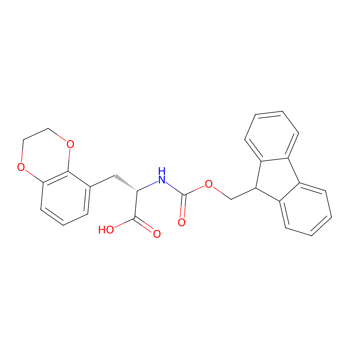 (2S)-3-(2,3-dihydro-1,4-benzodioxin-5-yl)-2-(9H-fluoren-9-ylmethoxycarbonylamino)propanoic acid molecular structure, CAS 2349839-28-5