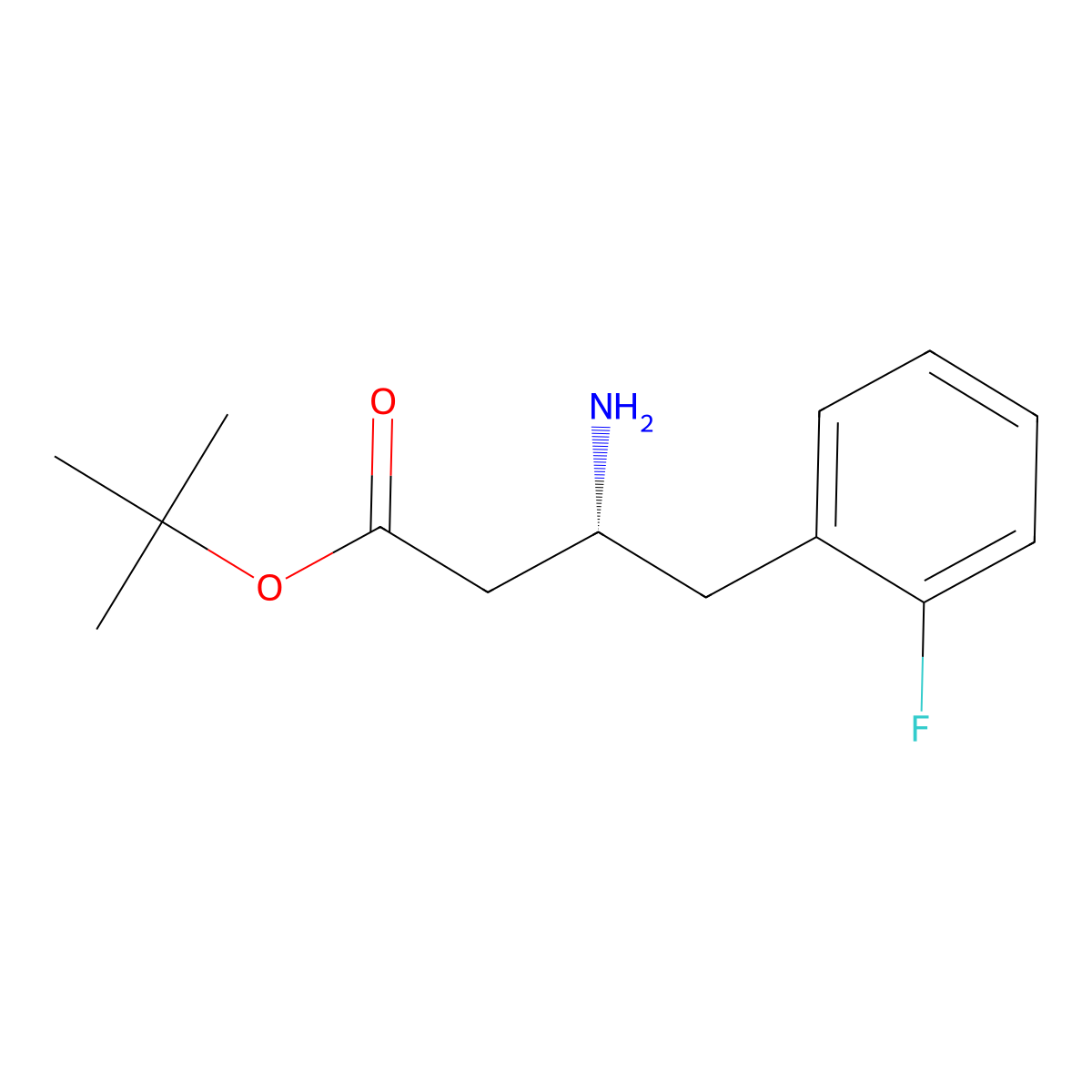 tert-butyl (3R)-3-amino-4-(2-fluorophenyl)butanoate molecular structure, CAS 2349850-05-9