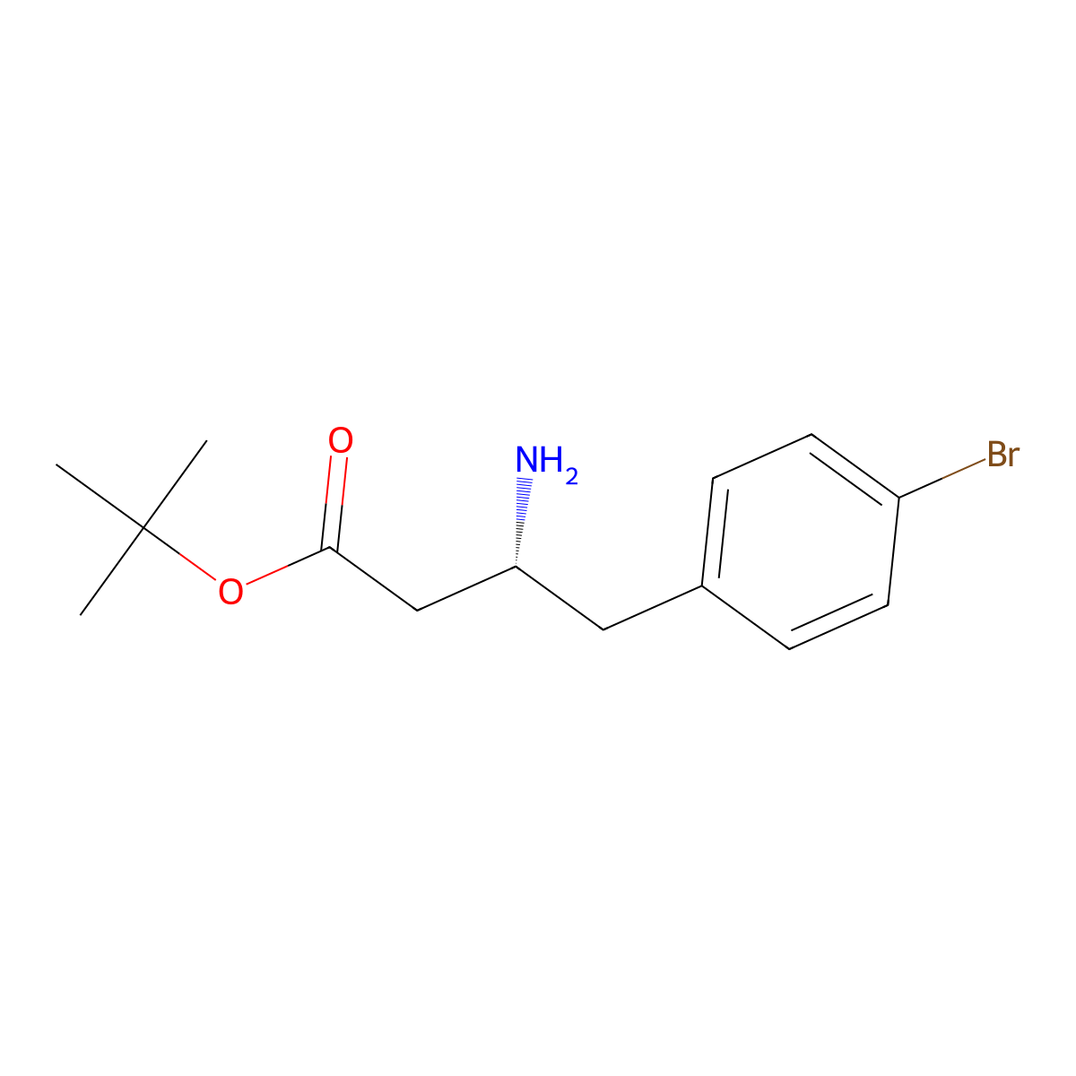 tert-butyl (3R)-3-amino-4-(4-bromophenyl)butanoate molecular structure, CAS 2349850-70-8