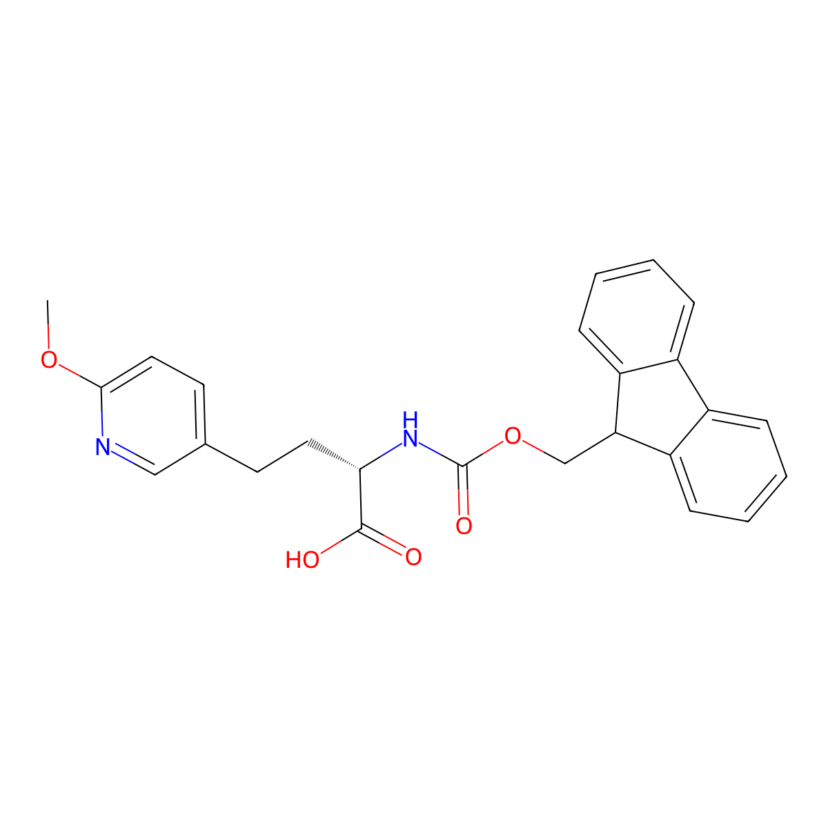 (S)-a-(Fmoc-amino)-6-methoxy-3-pyridinebutanoic acid molecular structure, CAS 2349871-82-3