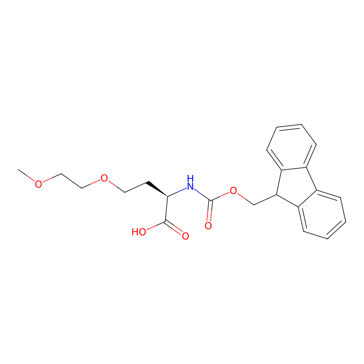 (R)-2-((((9H-Fluoren-9-yl)methoxy)carbonyl)amino)-4-(2-methoxyethoxy)butanoic acid molecular structure, CAS 2349875-57-4
