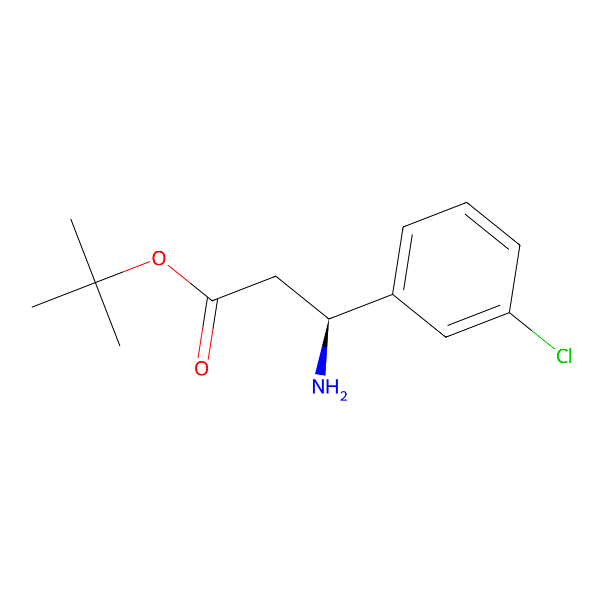 tert-butyl (3S)-3-amino-3-(3-chlorophenyl)propanoate molecular structure, CAS 2349876-59-9