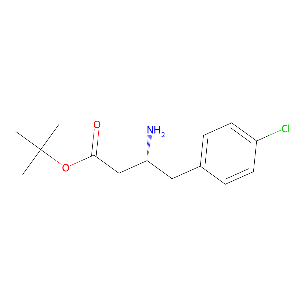 tert-butyl (3R)-3-amino-4-(4-chlorophenyl)butanoate molecular structure, CAS 2349879-10-1
