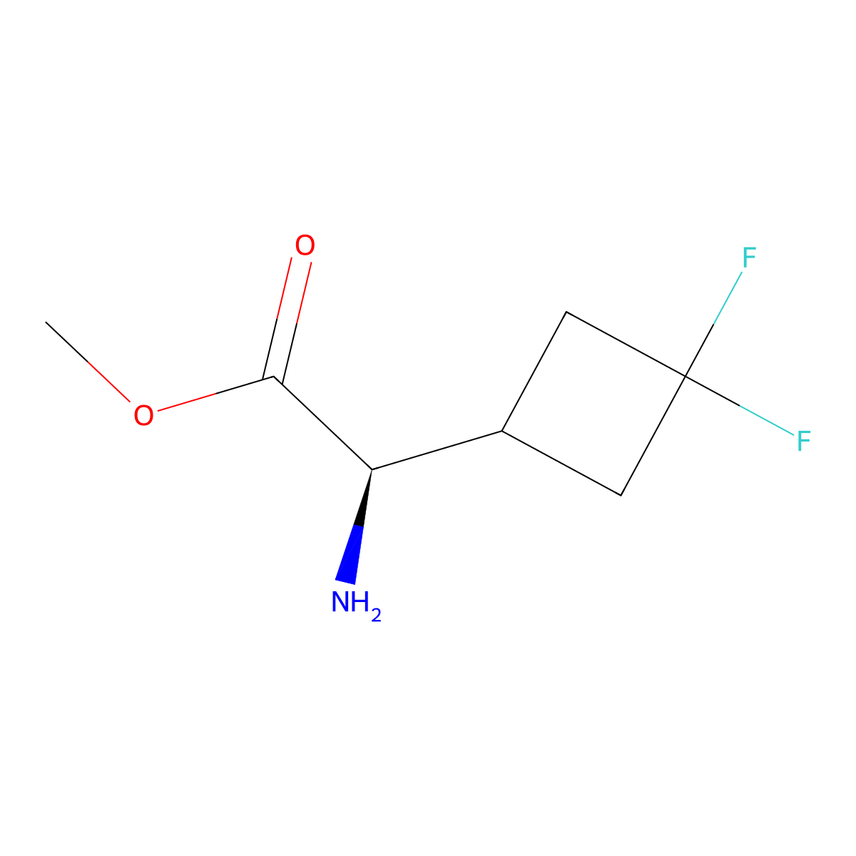 Methyl (2R)-2-amino-2-(3,3-difluorocyclobutyl)acetate molecular structure, CAS 2349896-25-7