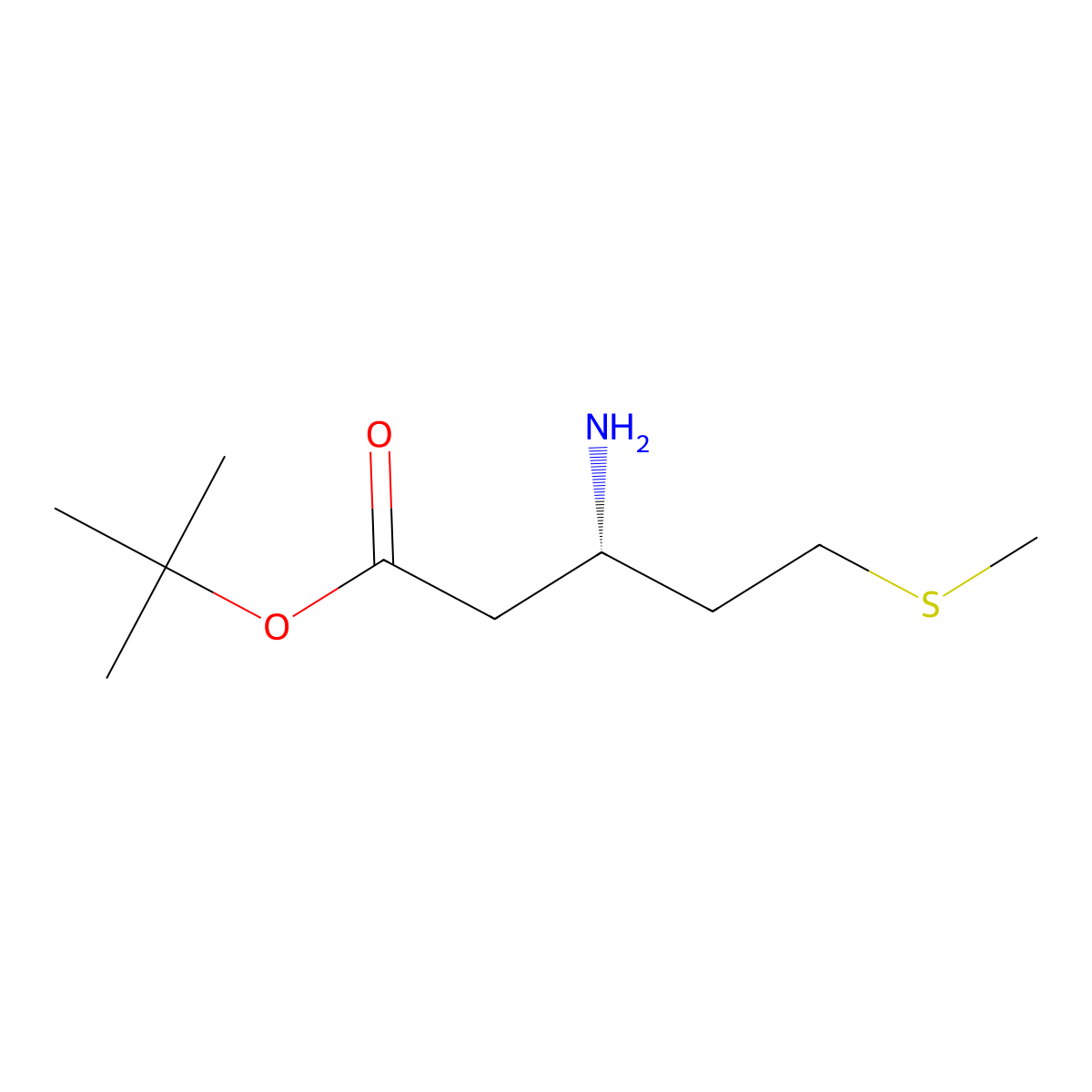tert-butyl (3S)-3-amino-5-(methylsulfanyl)pentanoate molecular structure, CAS 2349899-19-8