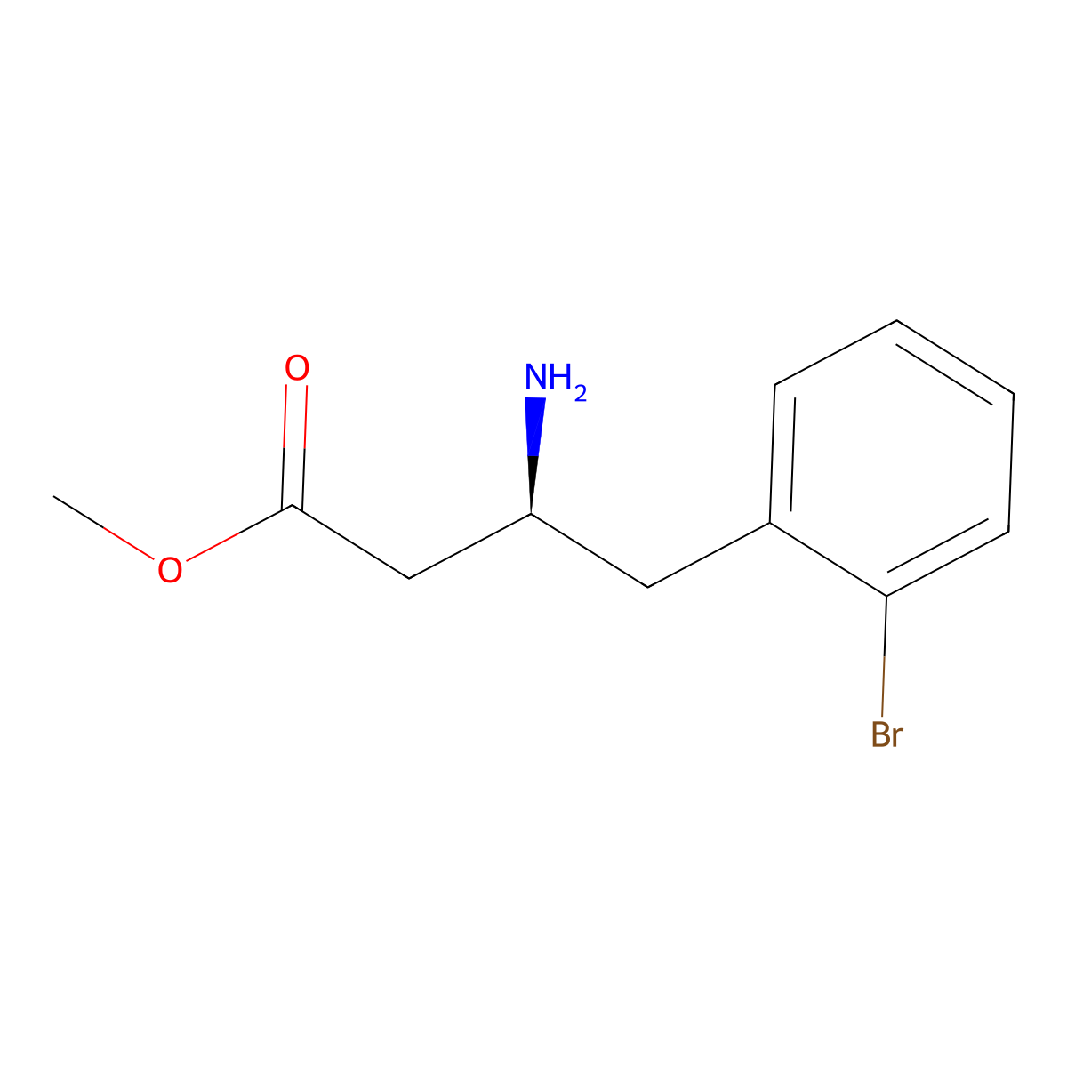 methyl (3S)-3-amino-4-(2-bromophenyl)butanoate molecular structure, CAS 2349905-83-3