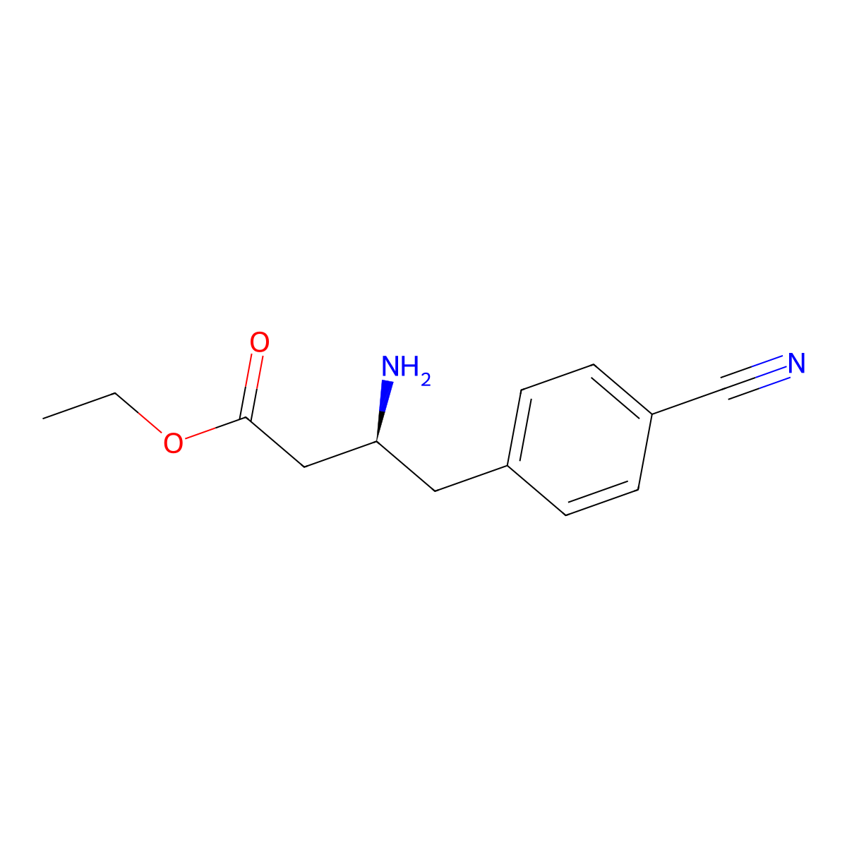 ethyl (3S)-3-amino-4-(4-cyanophenyl)butanoate molecular structure, CAS 2349924-22-5
