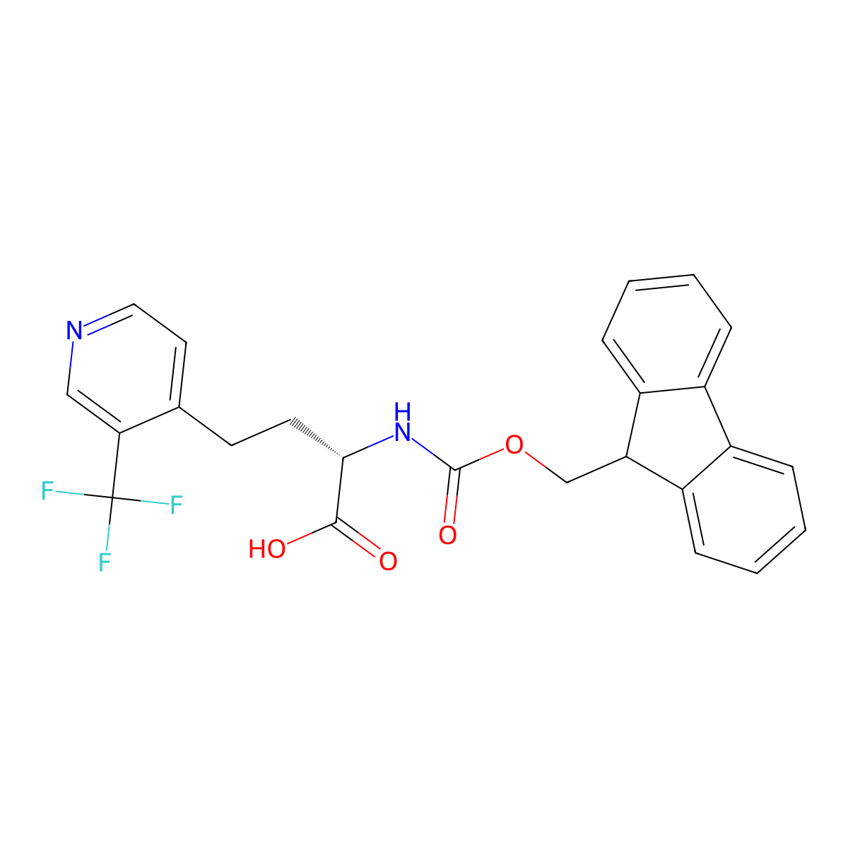 (2S)-2-(9H-fluoren-9-ylmethoxycarbonylamino)-4-[3-(trifluoromethyl)-4-pyridinyl]butanoic acid molecular structure, CAS 2349925-90-0
