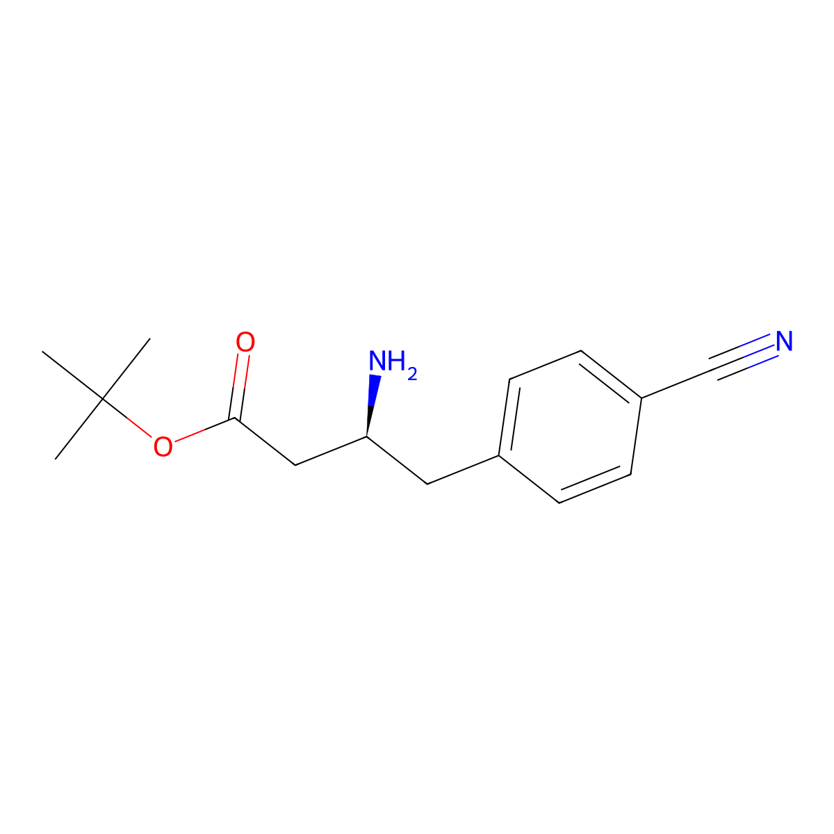 tert-butyl (3S)-3-amino-4-(4-cyanophenyl)butanoate molecular structure, CAS 2349929-07-1
