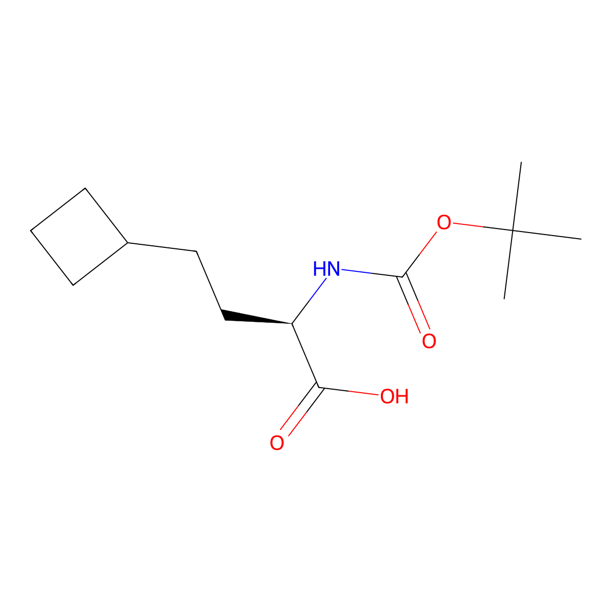 (2R)-2-(tert-butoxycarbonylamino)-4-cyclobutyl-butanoic acid molecular structure, CAS 2349932-34-7