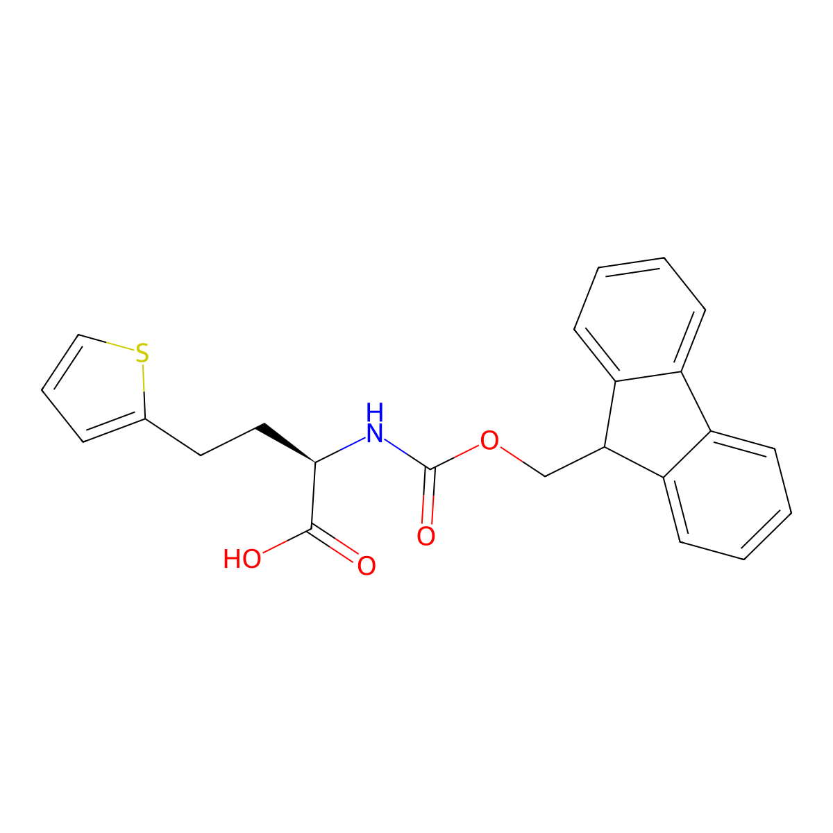 (2R)-2-(9H-fluoren-9-ylmethoxycarbonylamino)-4-thiophen-2-ylbutanoic acid molecular structure, CAS 2349945-57-7