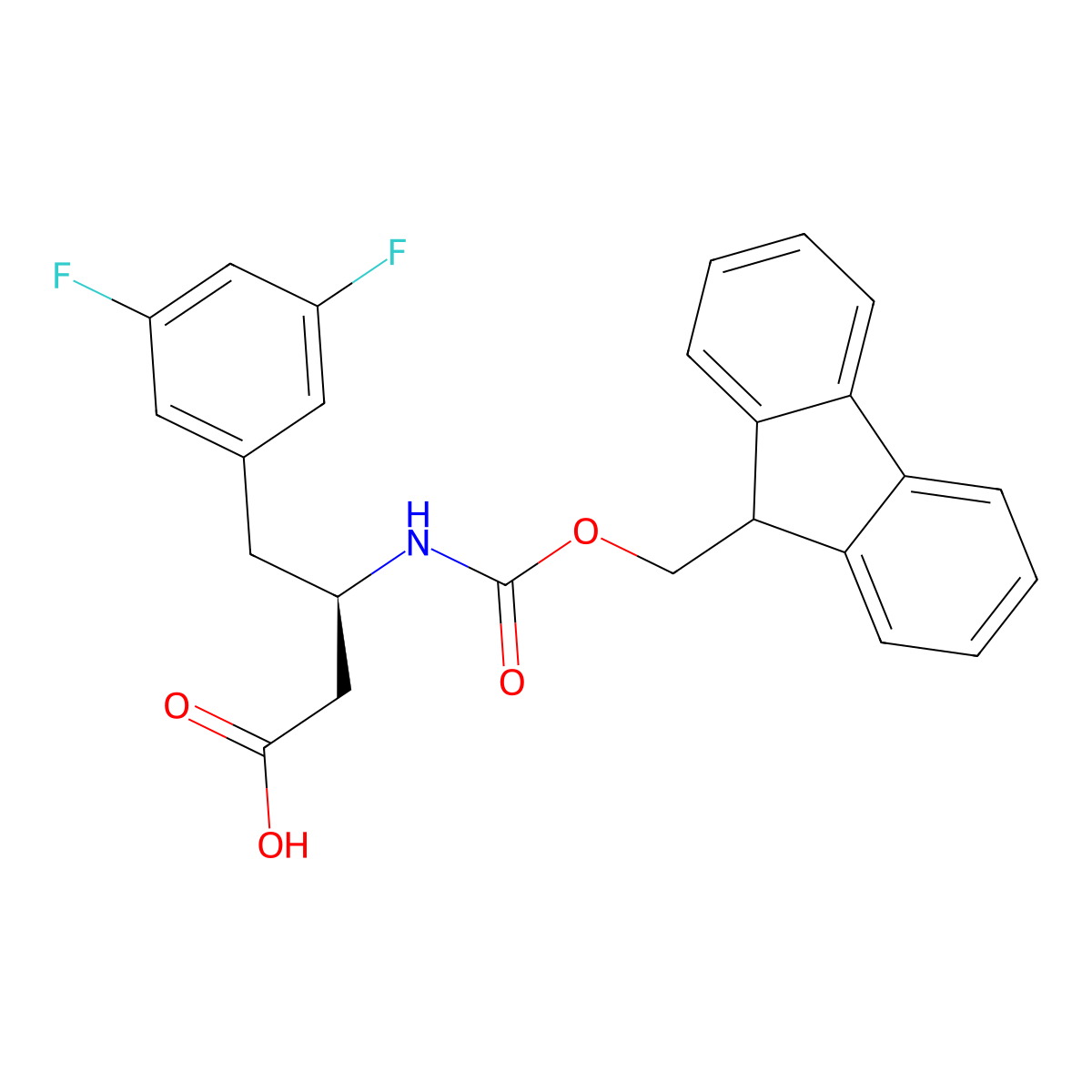 (R)-3-((((9H-Fluoren-9-YL)methoxy)carbonyl)amino)-4-(3,5-difluorophenyl)butanoic acid molecular structure, CAS 2349961-66-4