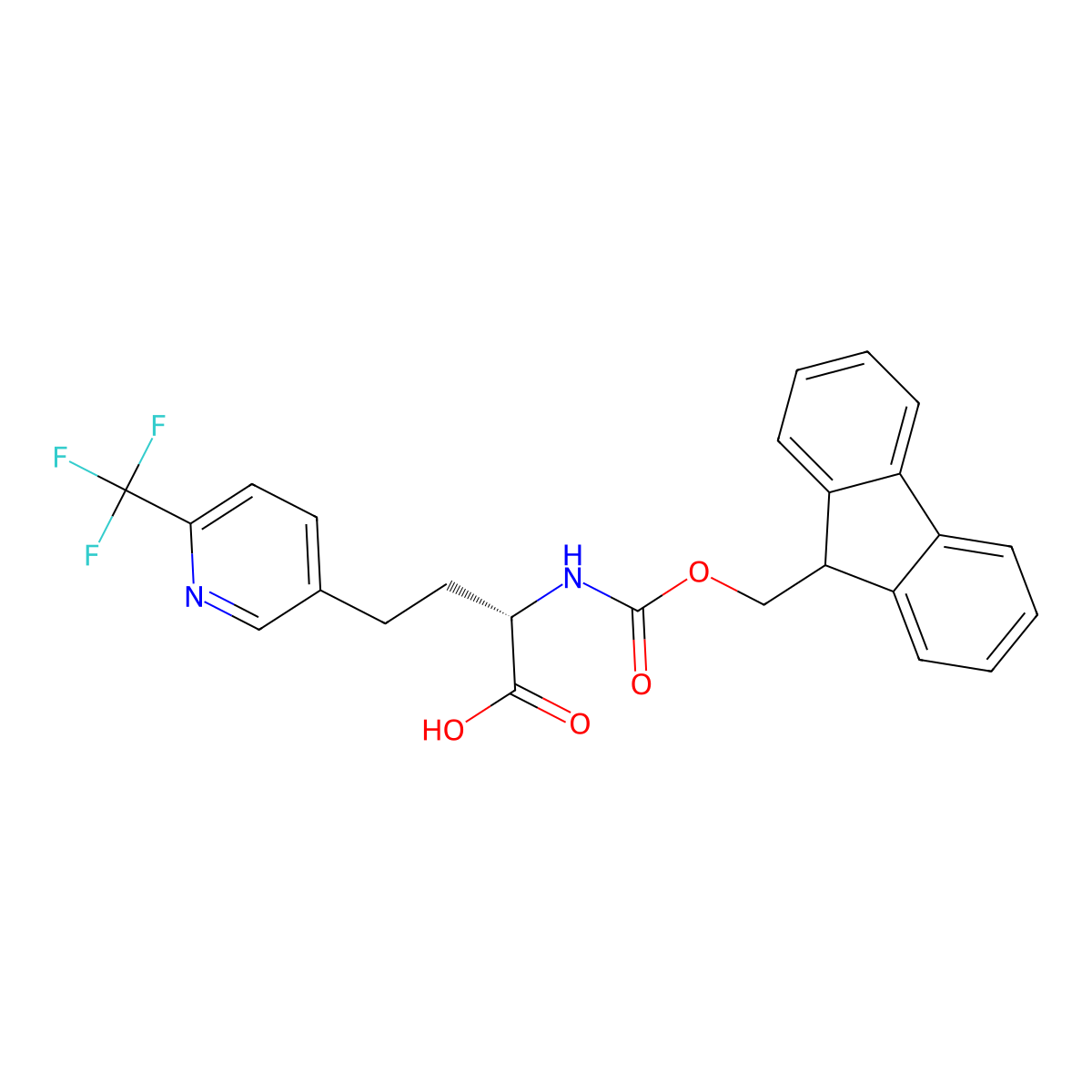 Fmoc-(S)-2-amino-4-(6-trifluoromethylpyridin-3-yl)butanoic Acid molecular structure, CAS 2349962-77-0
