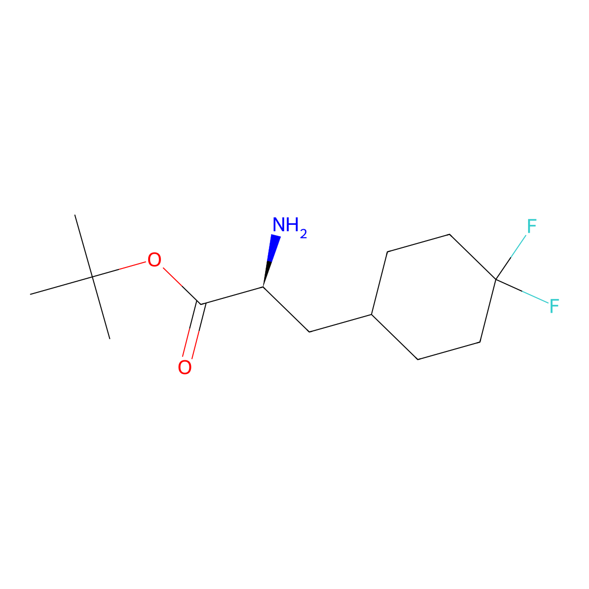tert-butyl (2S)-2-amino-3-(4,4-difluorocyclohexyl)propanoate molecular structure, CAS 2349966-26-1