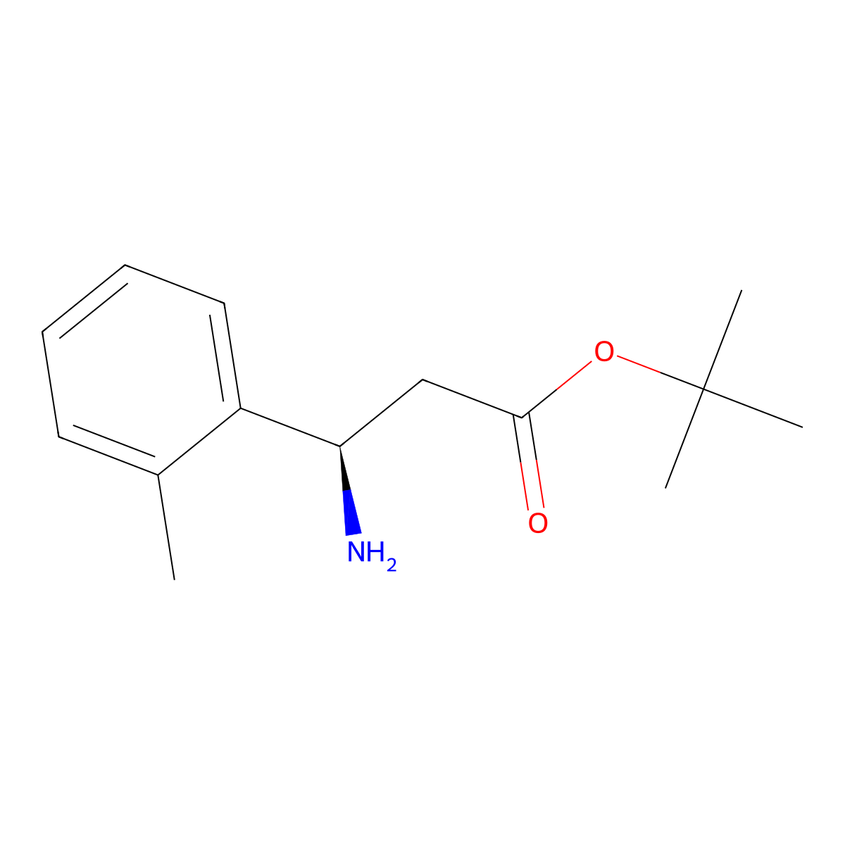 tert-butyl (3R)-3-amino-3-(2-methylphenyl)propanoate molecular structure, CAS 2349973-83-5