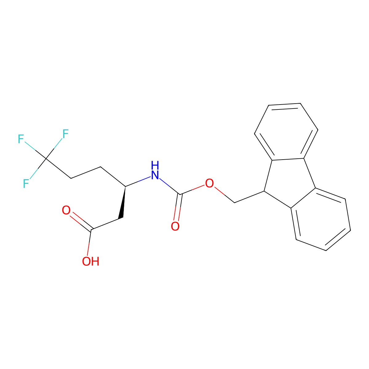 (R)-3-((((9H-Fluoren-9-yl)methoxy)carbonyl)amino)-6,6,6-trifluorohexanoic acid molecular structure, CAS 2349974-85-0