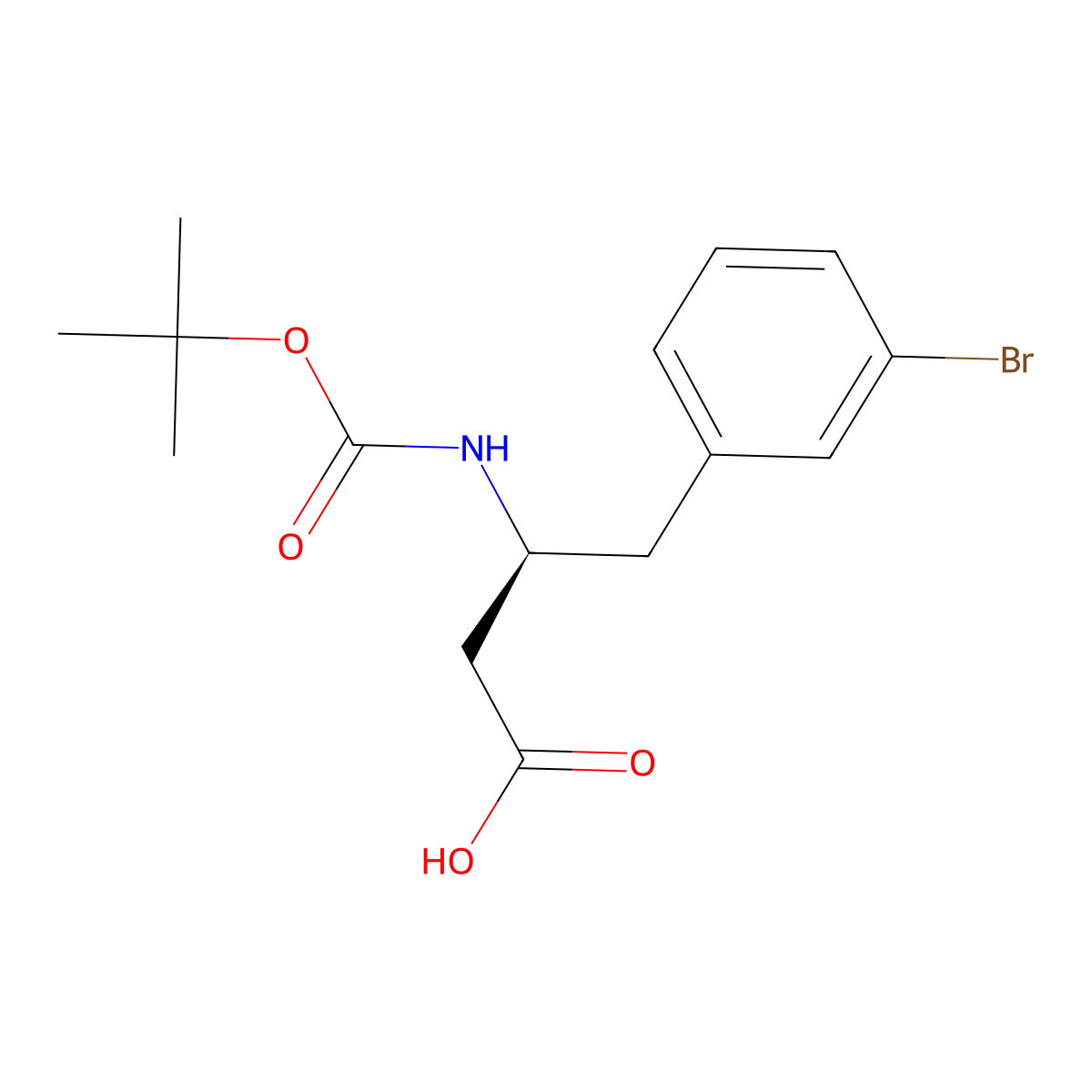 (3S)-4-(3-bromophenyl)-3-{[(tert-butoxy)carbonyl]amino}butanoic acid molecular structure, CAS 2349976-20-9