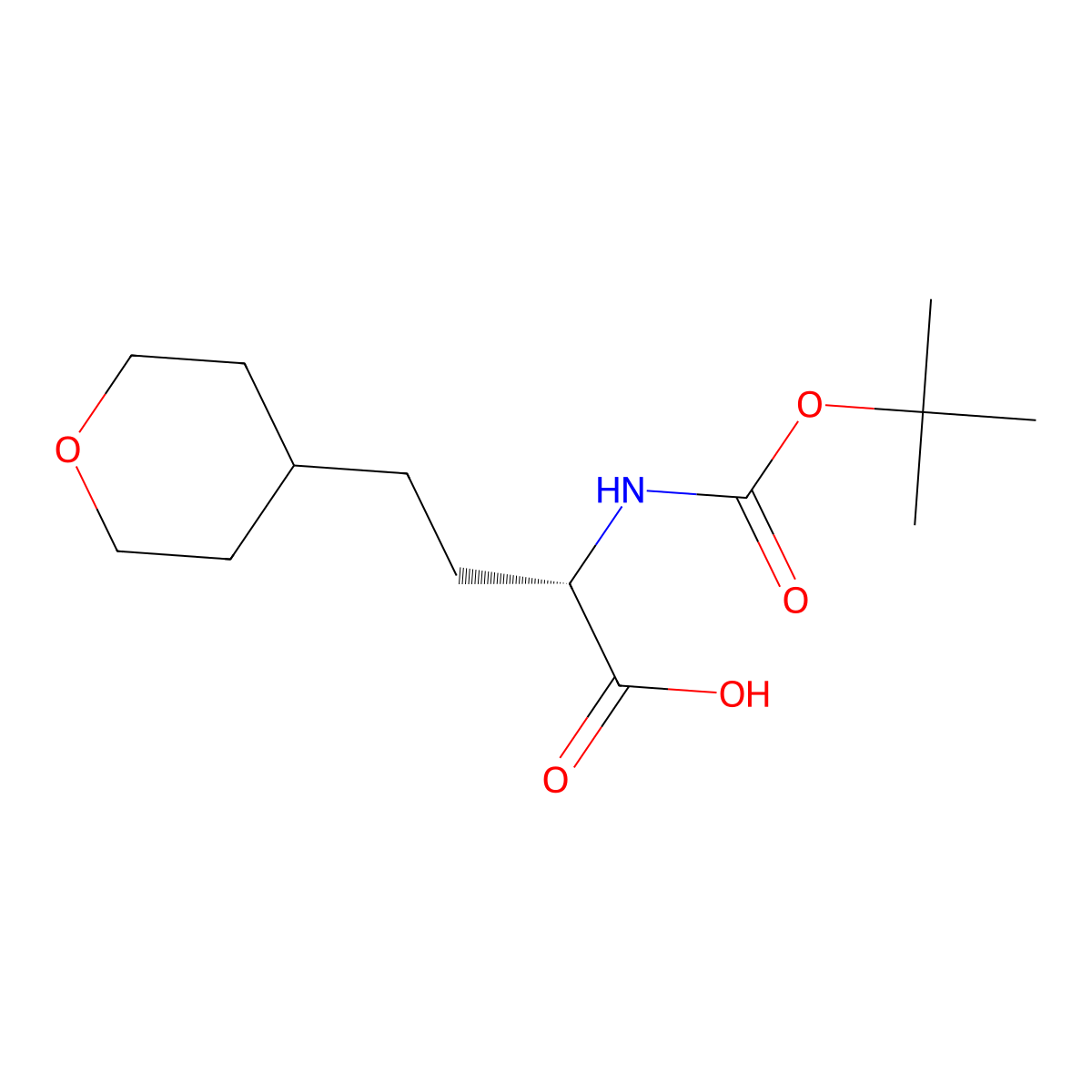 (S)-2-(Boc-amino)-4-(tetrahydropyran-4-yl)butanoic Acid molecular structure, CAS 2349981-53-7