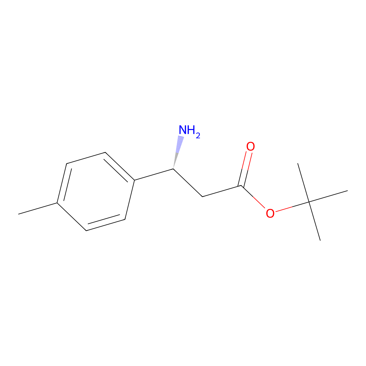 tert-butyl (3R)-3-amino-3-(4-methylphenyl)propanoate molecular structure, CAS 2349997-14-2