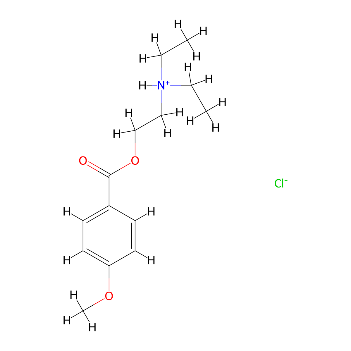 2-(Diethylamino)ethyl 4-methoxybenzoate--hydrogen chloride (1/1) molecular structure, CAS 2350-29-0