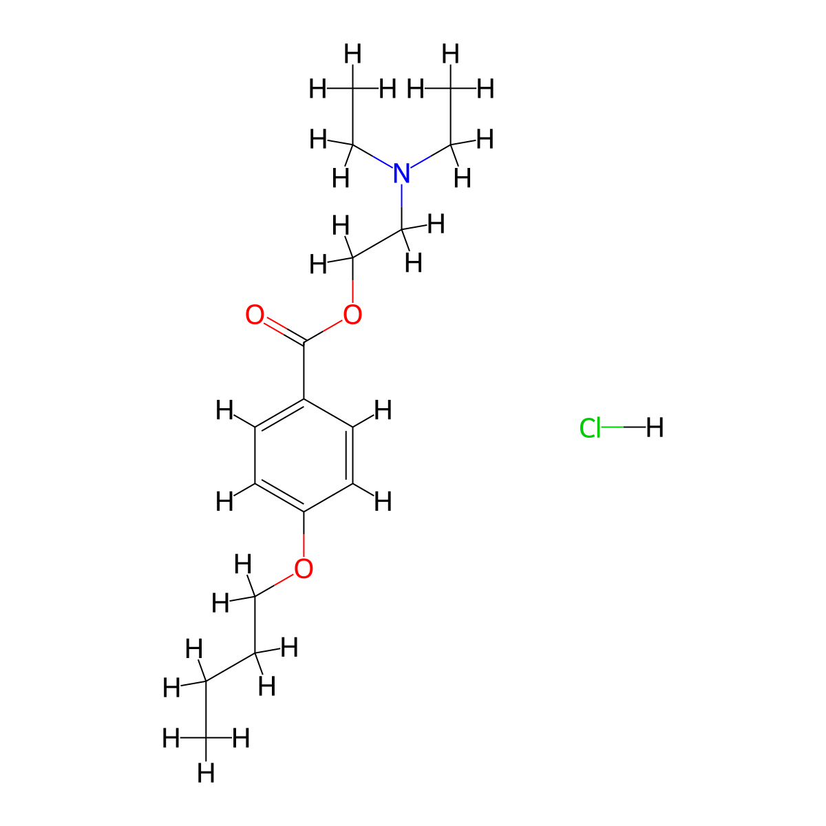 Butoxycaine Hydrochloride molecular structure, CAS 2350-32-5