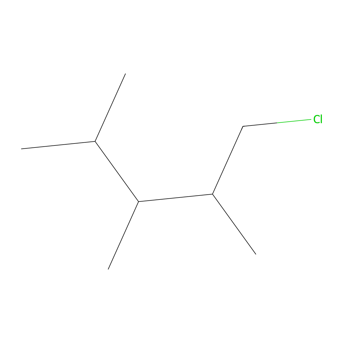 1-Chloro-2,3,4-trimethylpentane molecular structure, CAS 2350-37-0