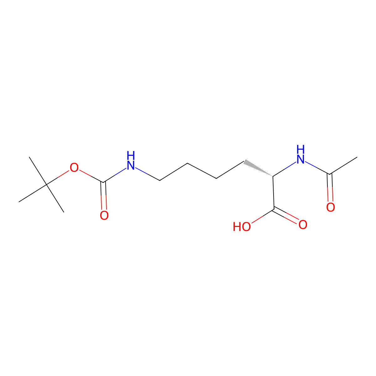 Ac-Lys(Boc)-OH molecular structure, CAS 23500-04-1