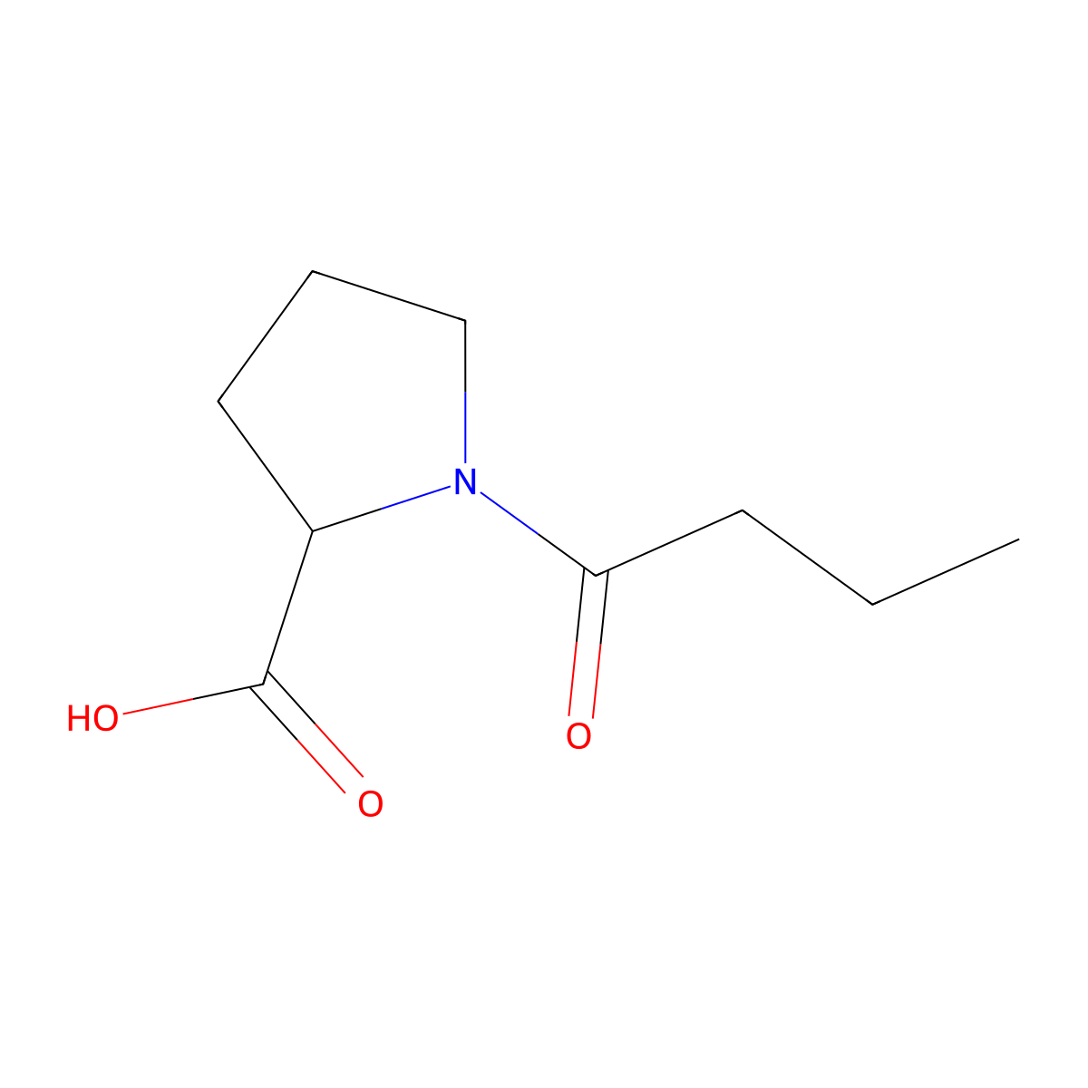 1-Butanoylpyrrolidine-2-carboxylic acid molecular structure, CAS 23500-13-2