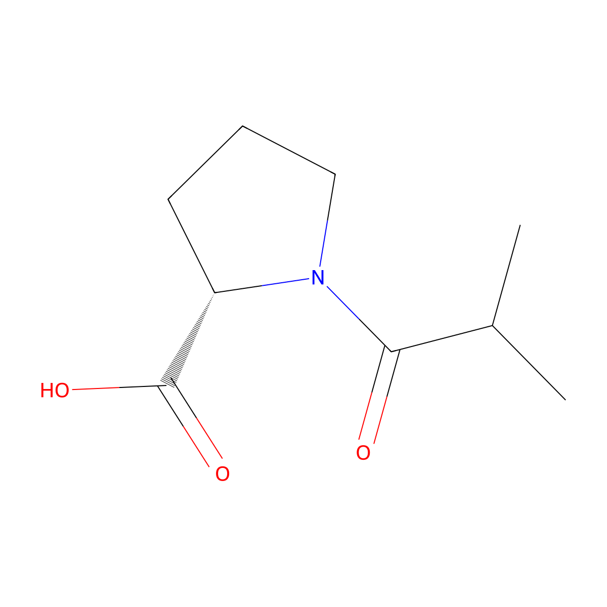 Isobutyrylproline molecular structure, CAS 23500-15-4