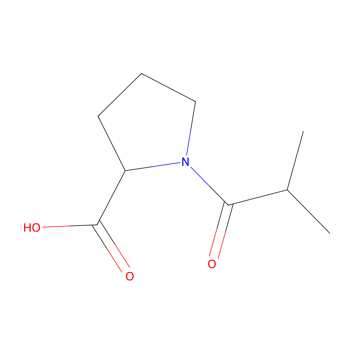1-(2-Methylpropanoyl)pyrrolidine-2-carboxylic acid molecular structure, CAS 23500-16-5