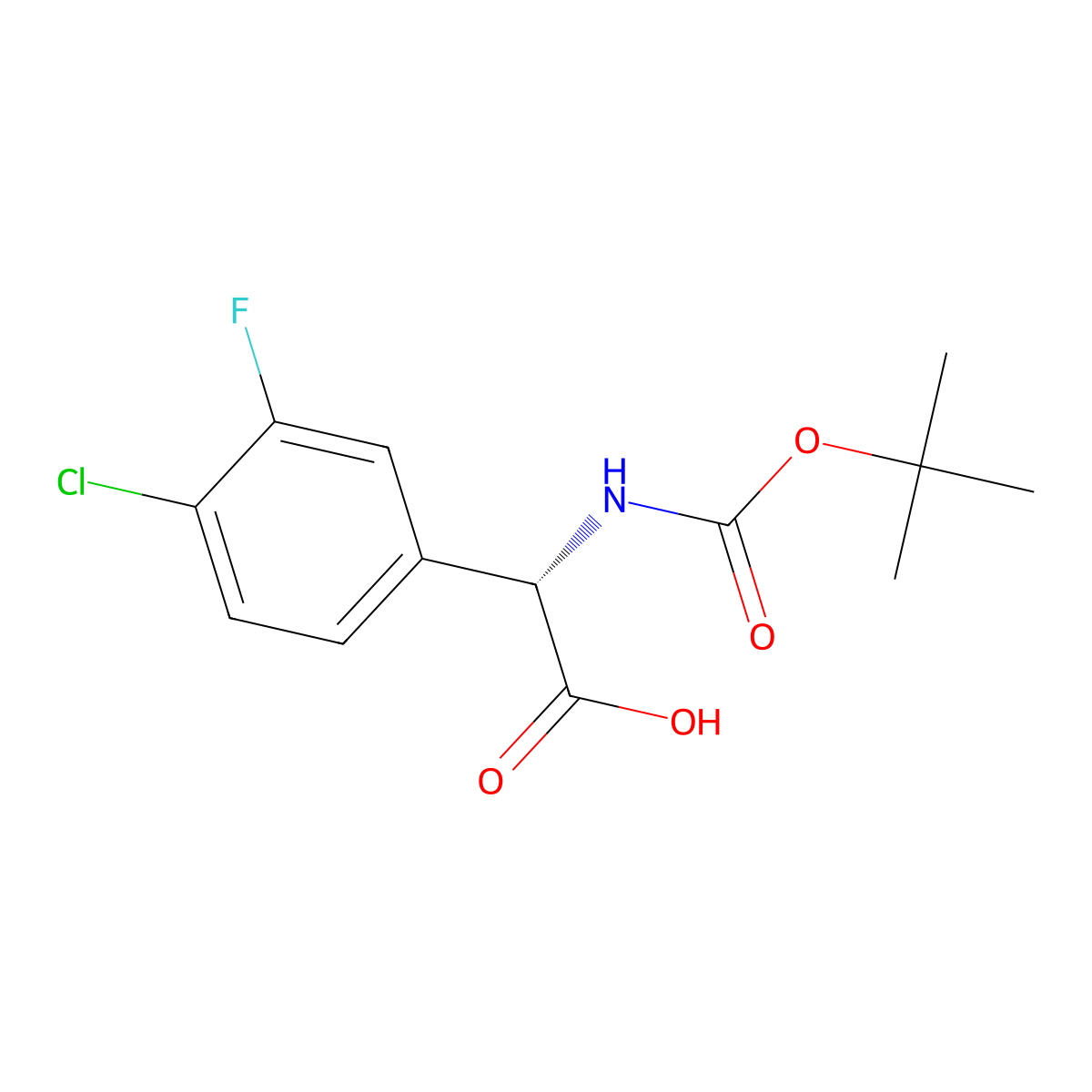 (2S)-2-{[(tert-butoxy)carbonyl]amino}-2-(4-chloro-3-fluorophenyl)acetic acid molecular structure, CAS 2350004-52-1