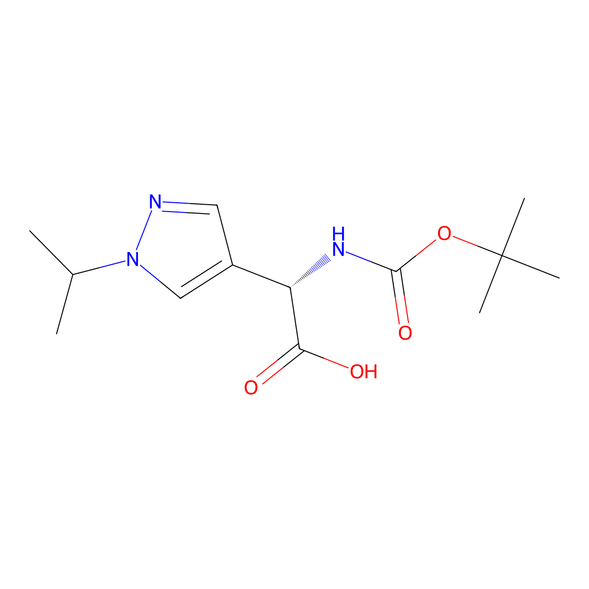 (2S)-2-{[(tert-butoxy)carbonyl]amino}-2-[1-(propan-2-yl)-1H-pyrazol-4-yl]acetic acid molecular structure, CAS 2350005-07-9